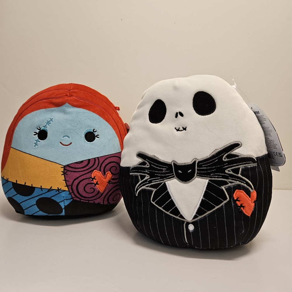 SET Jack Skellington and Sally Heart 8" Disney Valentine’s Day Squishmallow BNWT
